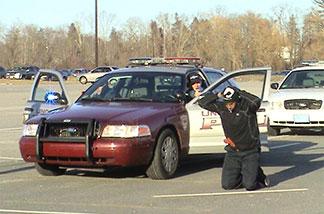 Stopped police car